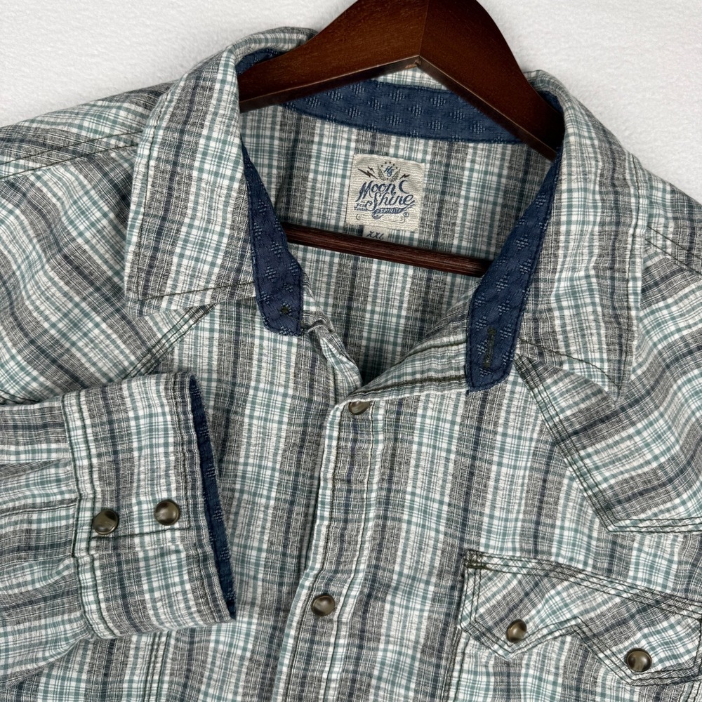 Moonshine Spirit Brad Paisley Mens XXL Plaid Western Pearl Snap Shirt MSFA23W7